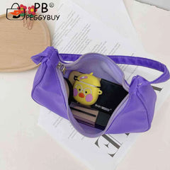 Women Hobo Shoulder Bag Solid Crescent Underarm Bag Nylon Crossbody Handbags