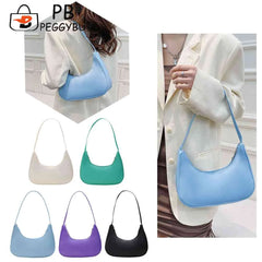 Women Hobo Shoulder Bag Solid Crescent Underarm Bag Nylon Crossbody Handbags