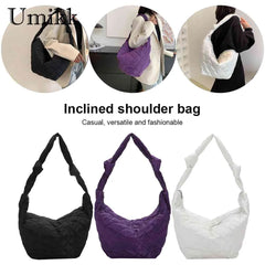 Women Solid Cotton Padded Hobos Handbags Casual Shoulder Totes Bags