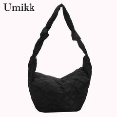 Women Solid Cotton Padded Hobos Handbags Casual Shoulder Totes Bags