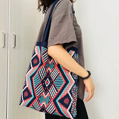 Ethnic Boho Crochet Knitting Shoulder Tote Bag Travel Handbag