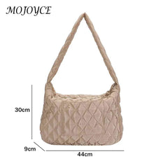 Women Handbag Rhombic Lattice Quilted Down Bag Large Capacity Casual Shopping