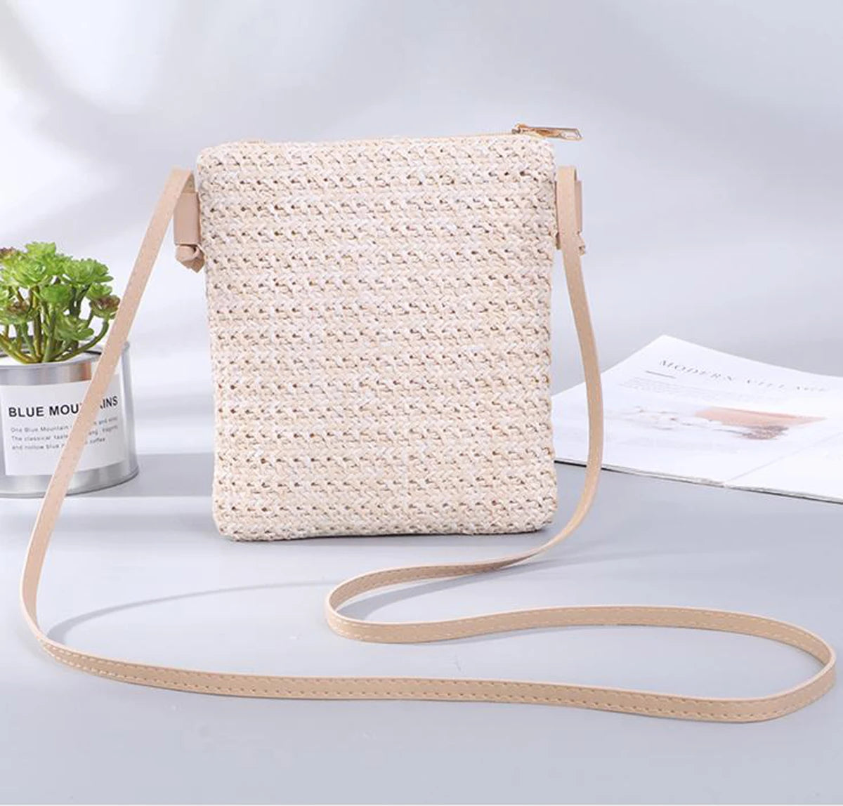Women Straw Bag Rattan Tote Crossbody Handbag Boho Beach Summer