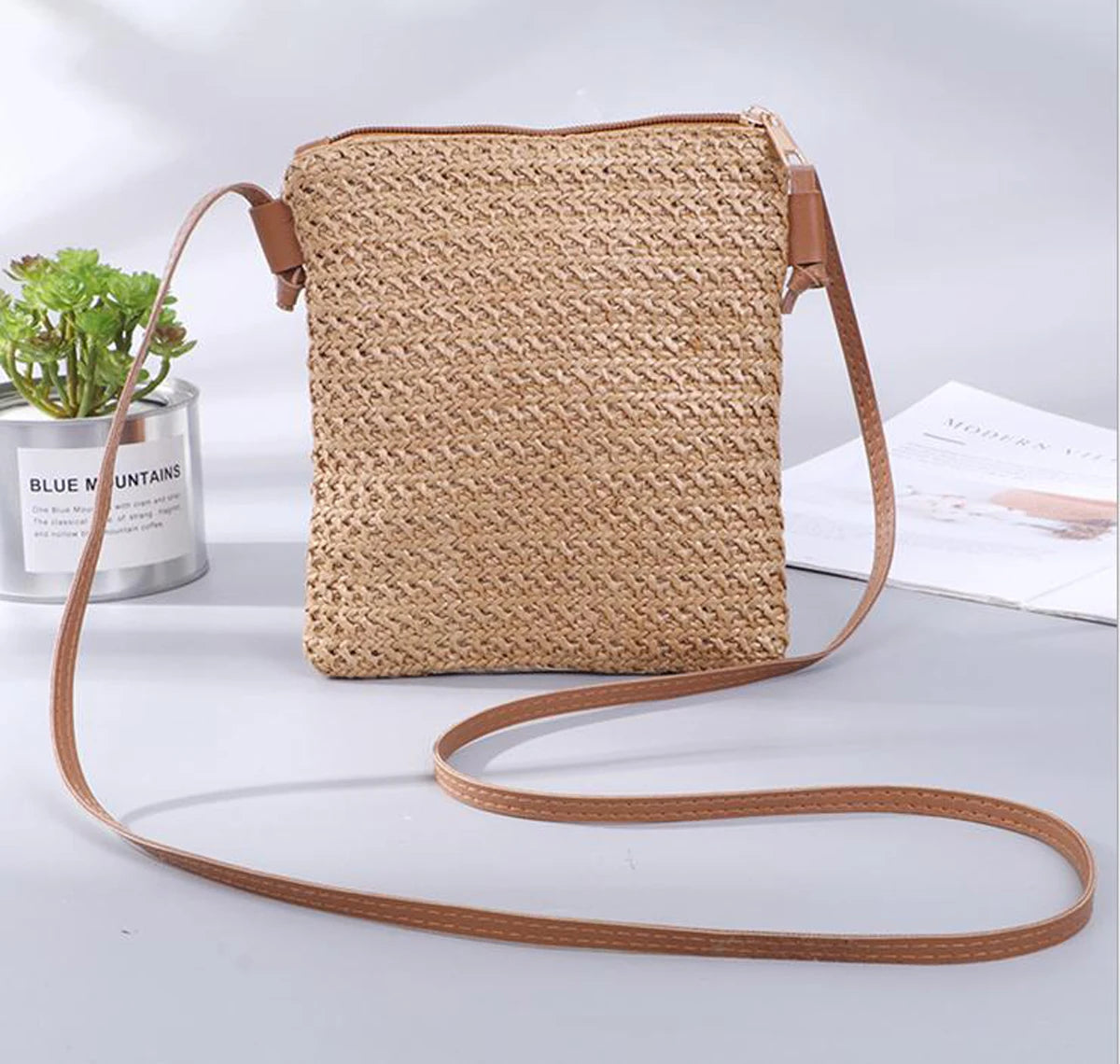 Women Straw Bag Rattan Tote Crossbody Handbag Boho Beach Summer