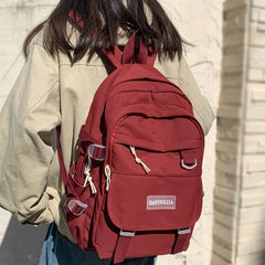 Women Laptop Book Bags Red Travel Waterproof School Bag Ladies Student Backpack