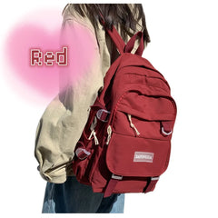 Women Laptop Book Bags Red Travel Waterproof School Bag Ladies Student Backpack