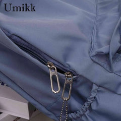 Large Capacity Solid Zipper School Backpack Women Nylon Knapsack