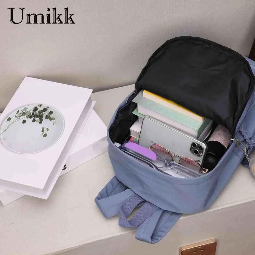 Large Capacity Solid Zipper School Backpack Women Nylon Knapsack