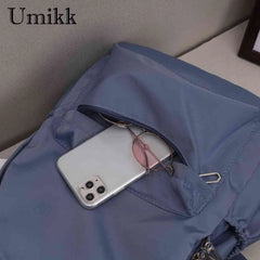 Large Capacity Solid Zipper School Backpack Women Nylon Knapsack