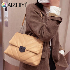 Women Lattice Pattern Handbag Chain Purse Casual Messenger Bag Totes