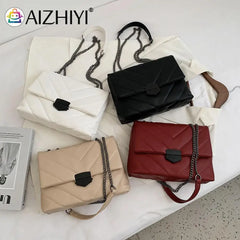 Women Lattice Pattern Handbag Chain Purse Casual Messenger Bag Totes