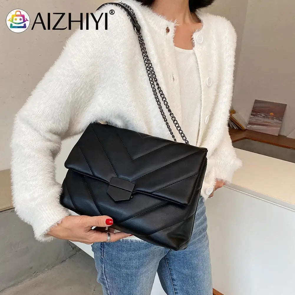 Women Lattice Pattern Handbag Chain Purse Casual Messenger Bag Totes