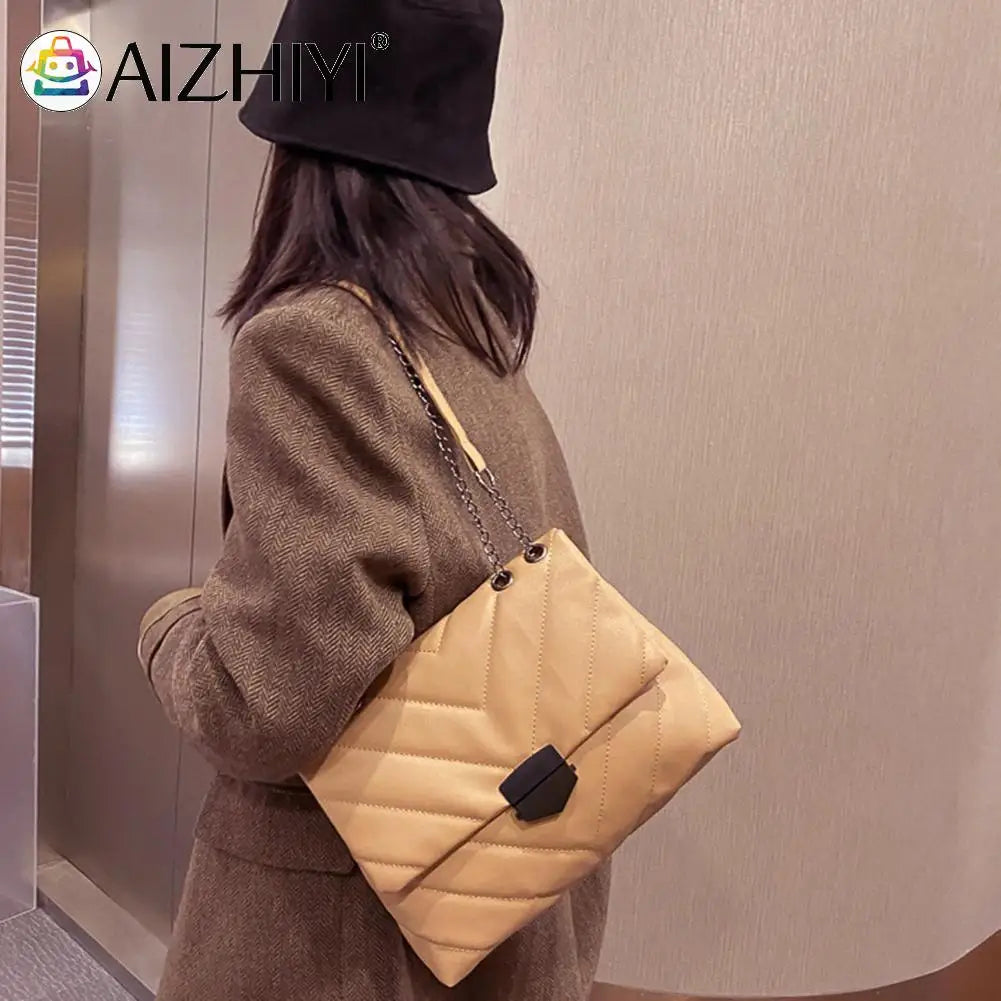 Women Lattice Pattern Handbag Chain Purse Casual Messenger Bag Totes