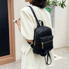Women Lattice Pattern PU Rucksack Small Handbag