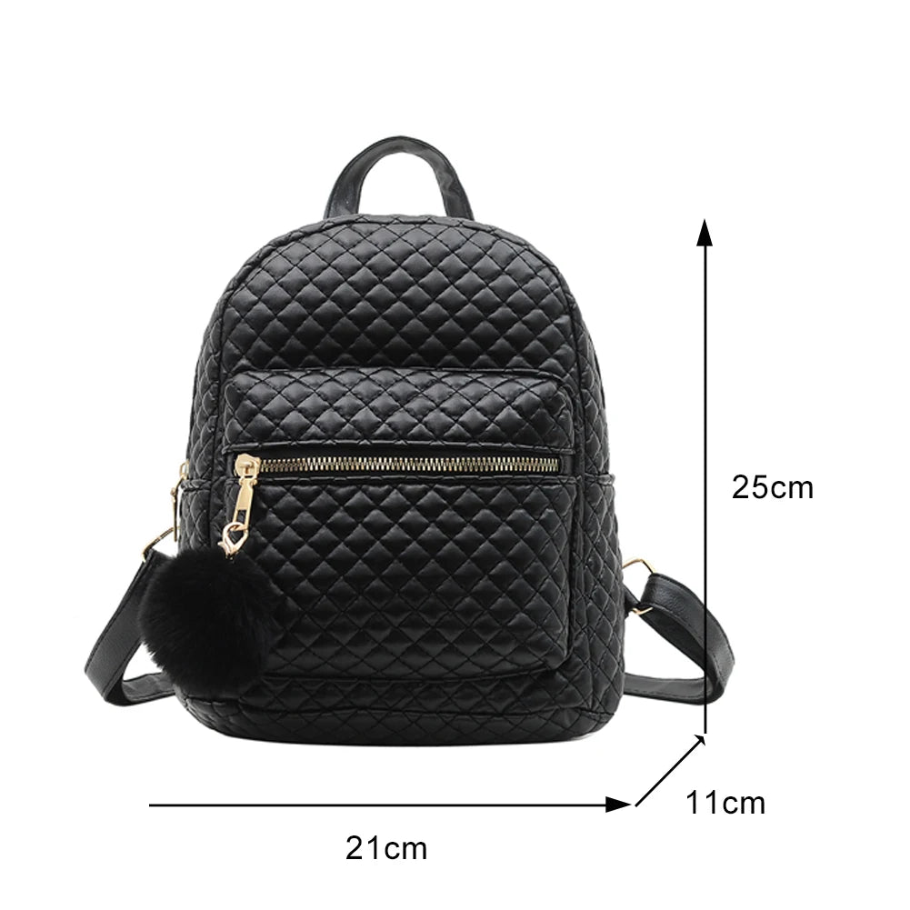Women Lattice Pattern PU Rucksack Small Handbag