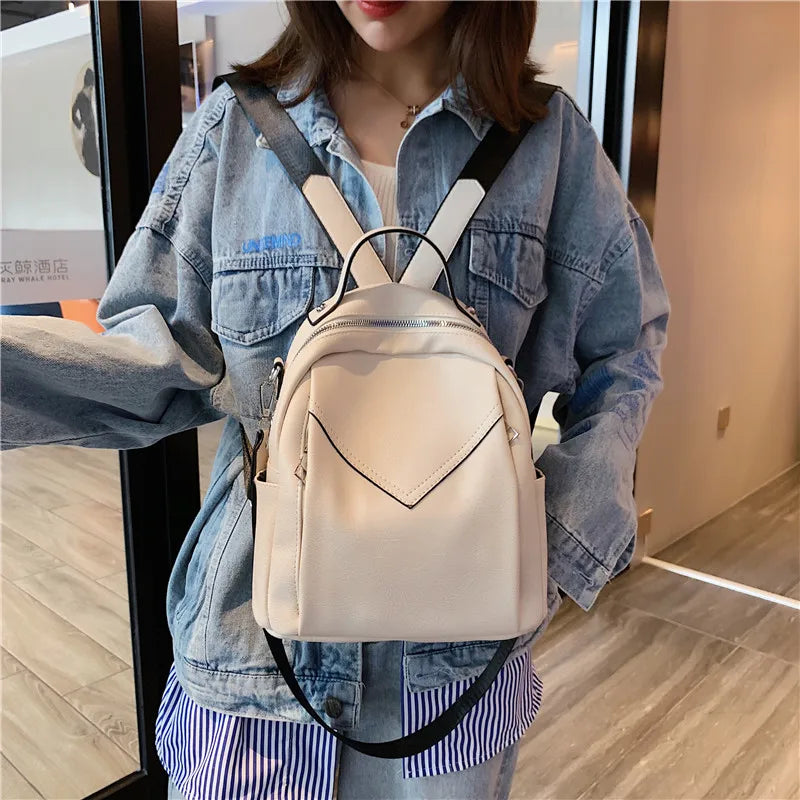 Women Leather Backpack Small PU School Bag Backpack for Teenager Girls Rucksack