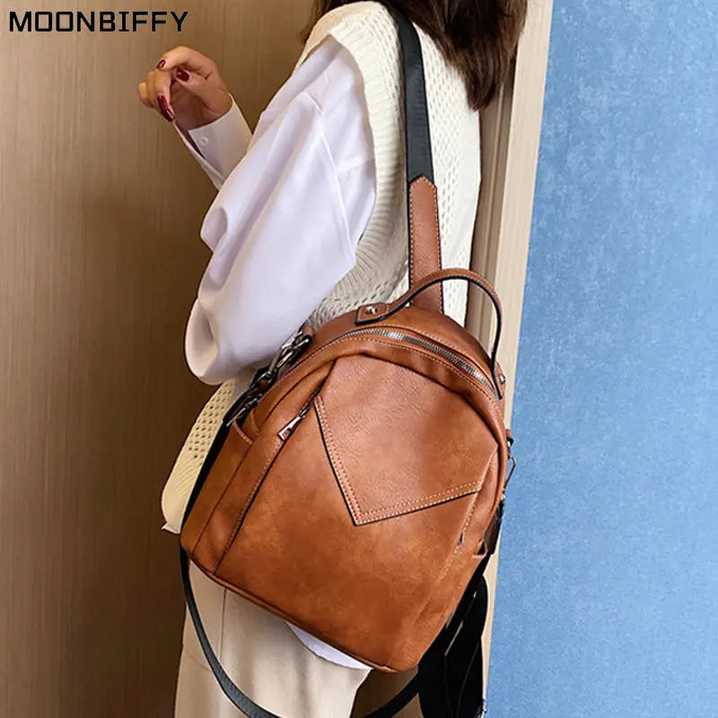 Women Leather Backpack Small PU School Bag Backpack for Teenager Girls Rucksack