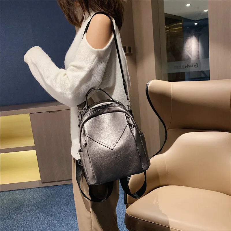 Women Leather Backpack Small PU School Bag Backpack for Teenager Girls Rucksack