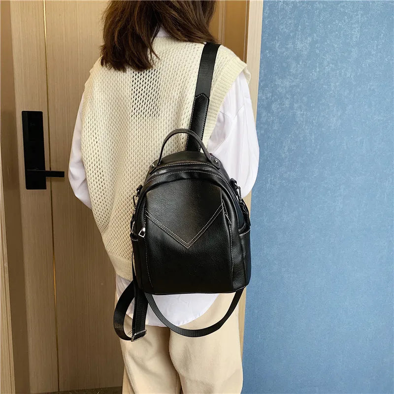 Women Leather Backpack Small PU School Bag Backpack for Teenager Girls Rucksack