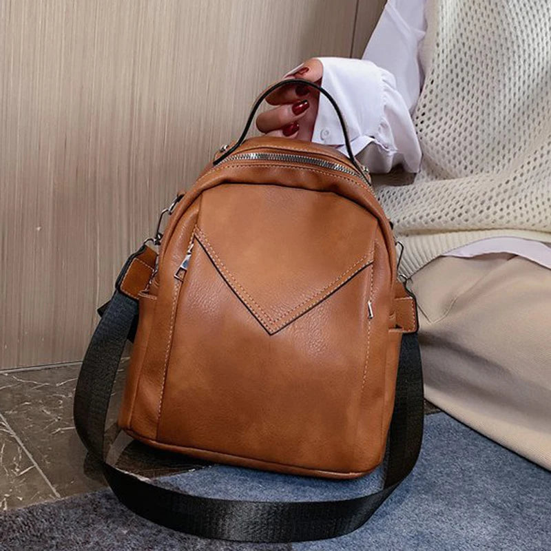Women Leather Backpack Small PU School Bag Backpack for Teenager Girls Rucksack