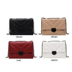 Women Leather Bag Lattice Pattern Handbag Soft PU Top-handle Chain Purse Casual