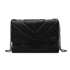 Women Leather Bag Lattice Pattern Handbag Soft PU Top-handle Chain Purse Casual