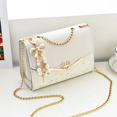 Women Leather Small Shoulder Underarm Bag Ladies Vintage Chain Pendant Solid