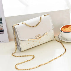 Women Leather Small Shoulder Underarm Bag Ladies Vintage Chain Pendant Solid