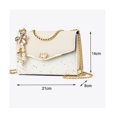 Women Leather Small Shoulder Underarm Bag Vintage Chain Solid Zip