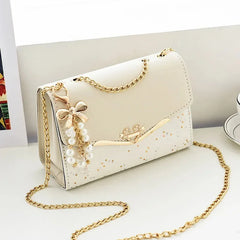 Women Leather Small Shoulder Underarm Bag Vintage Chain Solid Zip