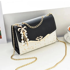 Women Leather Small Shoulder Underarm Bag Vintage Chain Solid Zip