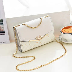 Women Leather Small Shoulder Underarm Bag Vintage Chain Solid Zip