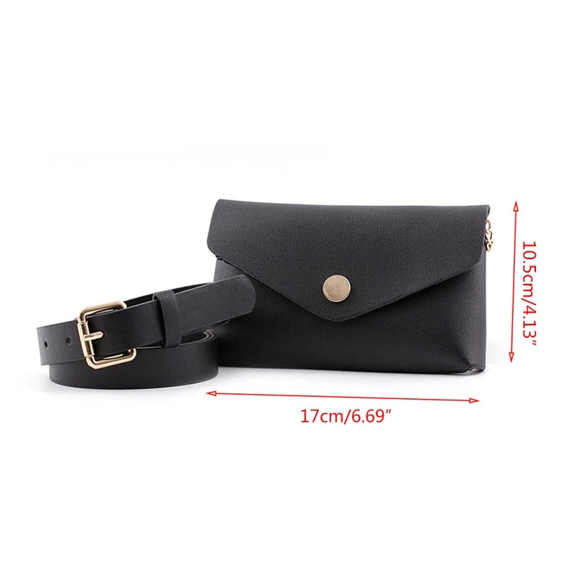 Women Leather Waist Fanny Pack Belt Bag Pouch Travel Hip Bum Shoulder Bags Purse