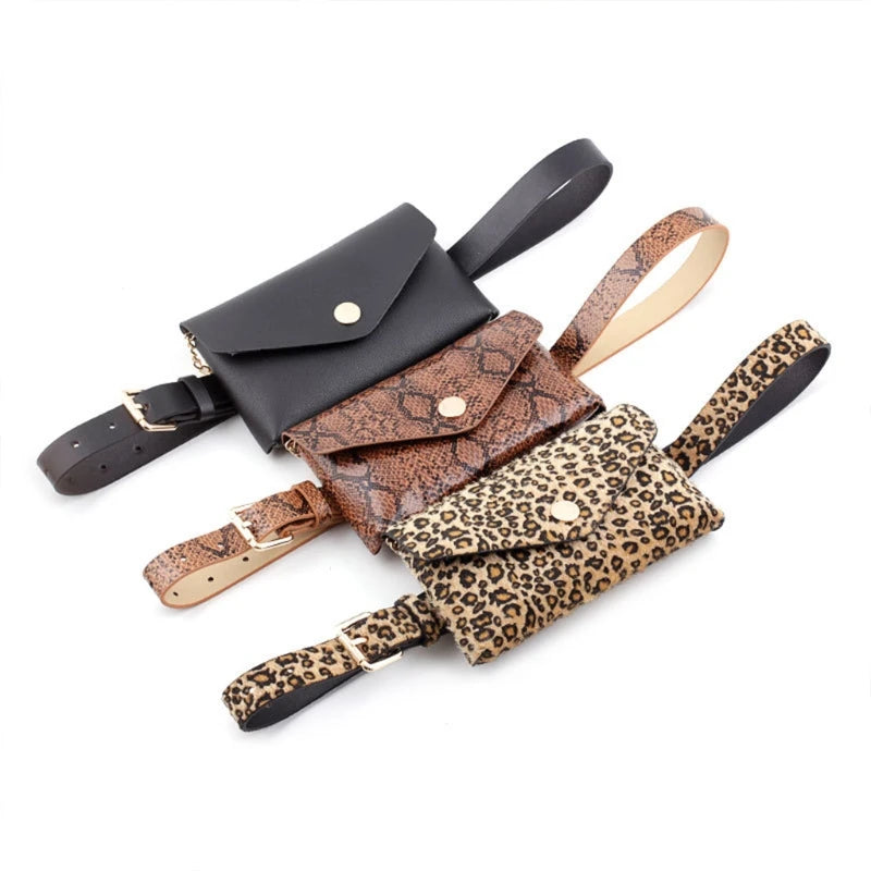 Women Leather Waist Fanny Pack Belt Bag Pouch Travel Hip Bum Shoulder Bags Purse