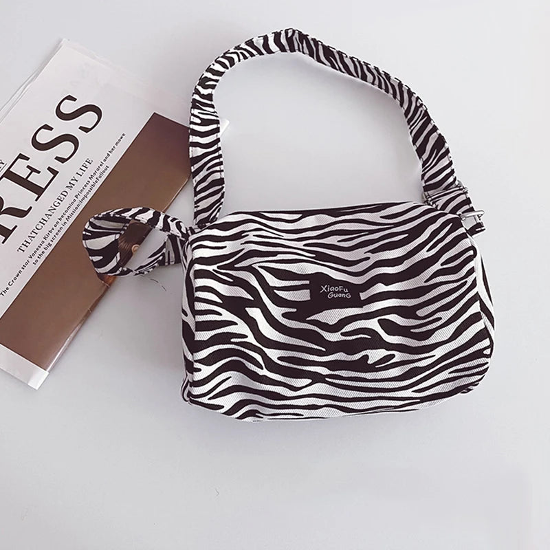 Leopard Print Shoulder Bucket Bag Women Canvas Tote Small Purse