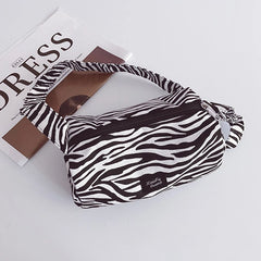 Leopard Print Shoulder Bucket Bag Underarm Canvas Tote Small Purse