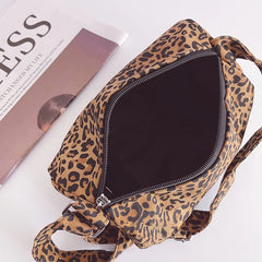 Leopard Print Shoulder Bucket Bag Underarm Canvas Tote Small Purse
