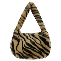 Leopard Shoulder Bags Winter Plush Woman Bag Handbags Ladies Casual Hobos Bags