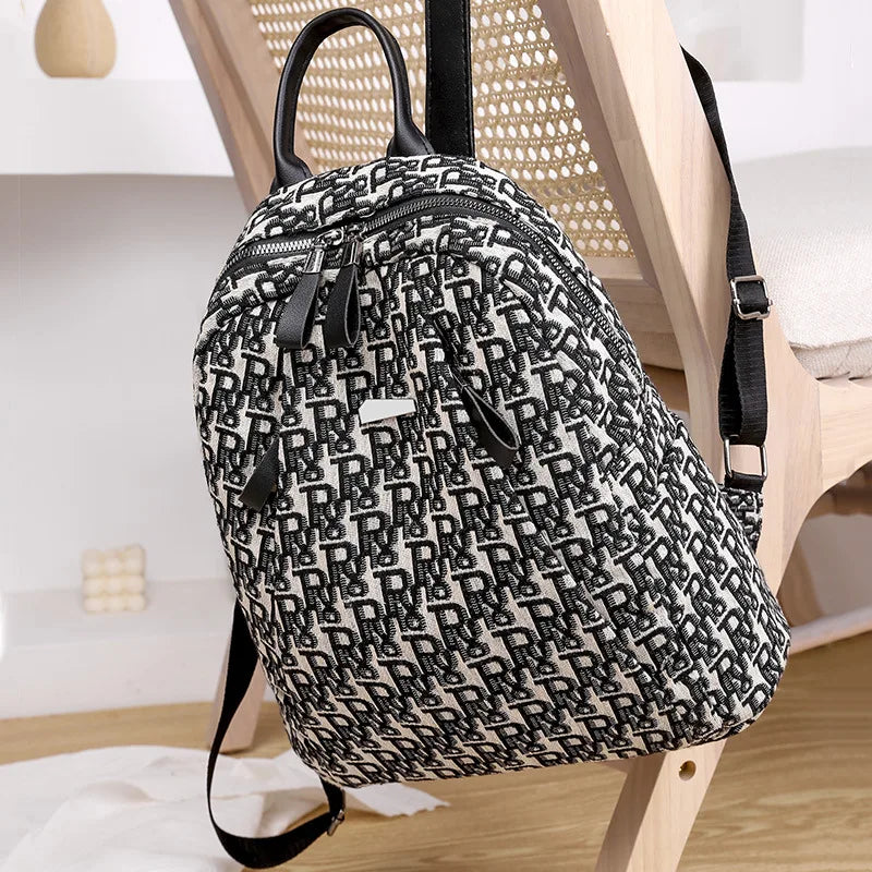 Women Letter Backpack Oxford Canvas Bag Casual Ladies Travel Small Bag