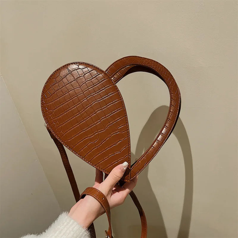 Vintage Heart Shape Shoulder Messenger Bag Crossbody PU Leather