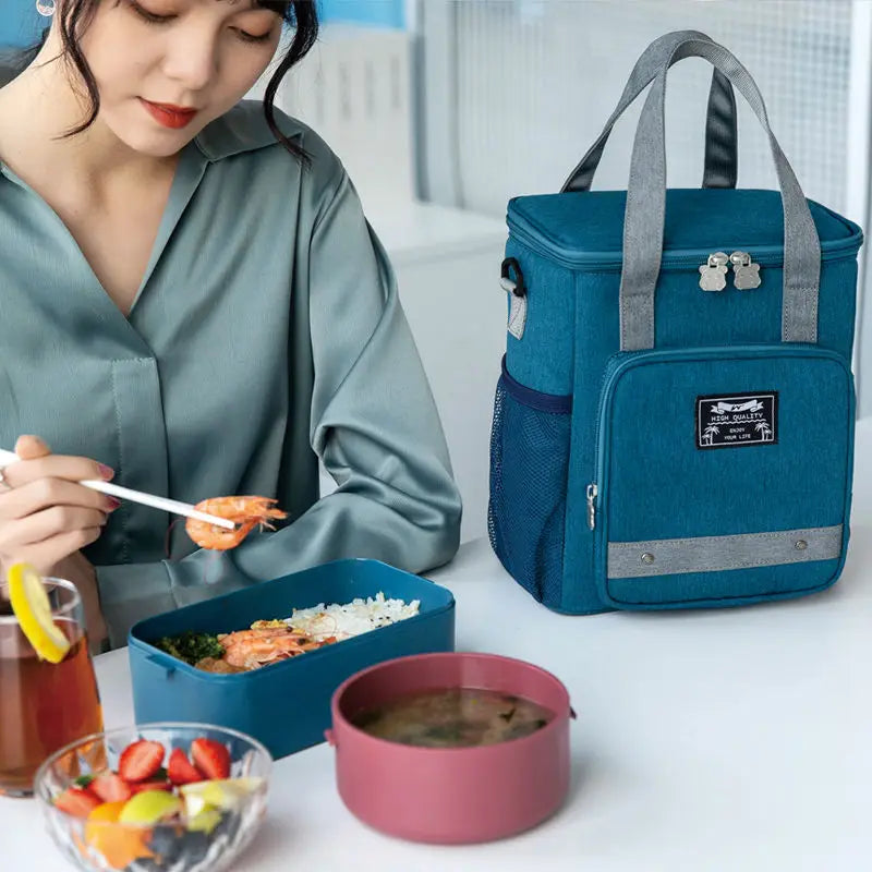 Women Lunch Bag Handbag Large Capacity Waterproof Bring Meal Cooler Pouch