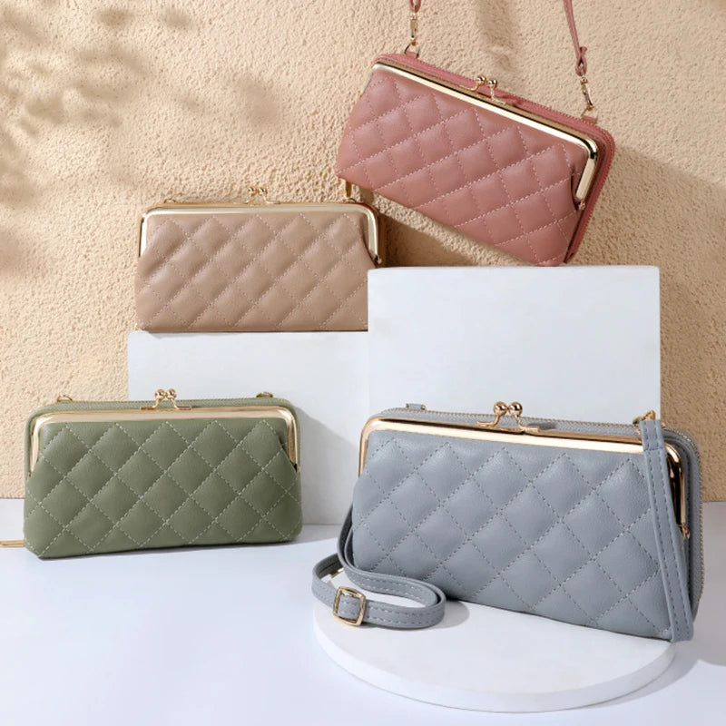 Women Leather Shoulder Bag Large Capacity Multifunction Phone Purse