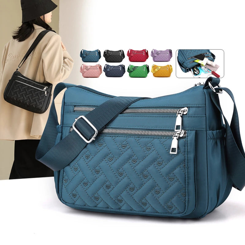 Waterproof Nylon Messenger Bag Large Capacity Crossbody Handbag