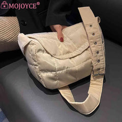 Women Messenger Bag Cotton Shoulder Tote Rhombus Pattern Flap Pocket