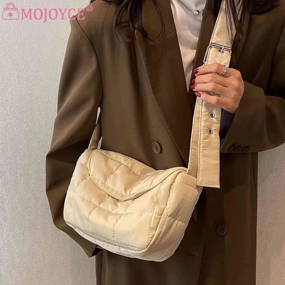 Women Messenger Bag Cotton Shoulder Tote Rhombus Pattern Flap Pocket
