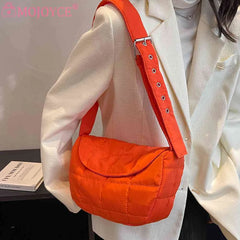 Women Messenger Bag Cotton Shoulder Tote Rhombus Pattern Flap Pocket