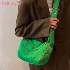 Women Messenger Bag Cotton Shoulder Tote Rhombus Pattern Flap Pocket