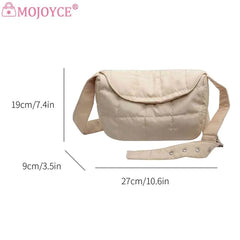Women Messenger Bag Cotton Shoulder Tote Rhombus Pattern Flap Pocket