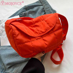 Women Messenger Bag Cotton Shoulder Tote Rhombus Pattern Flap Pocket