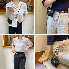 Women Metal Chain Mini Bag Waist Bag Dress Jeans Decorative Accessory